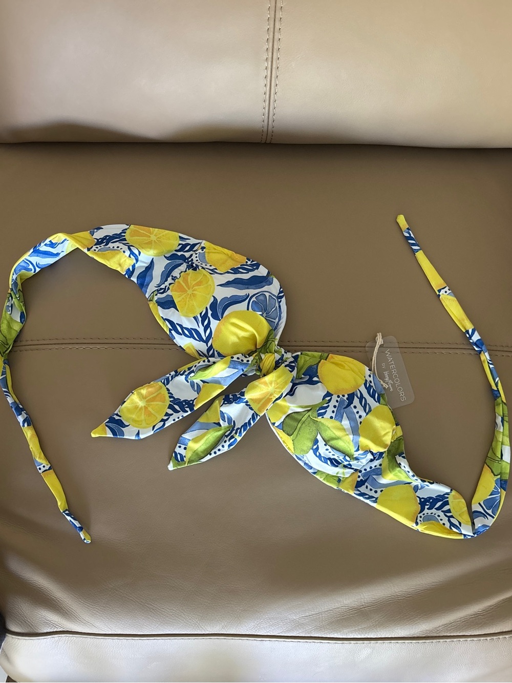 NWT Kenny Flowers Strapless Underwire Bandeau Swimsuit Positano Lemon Print